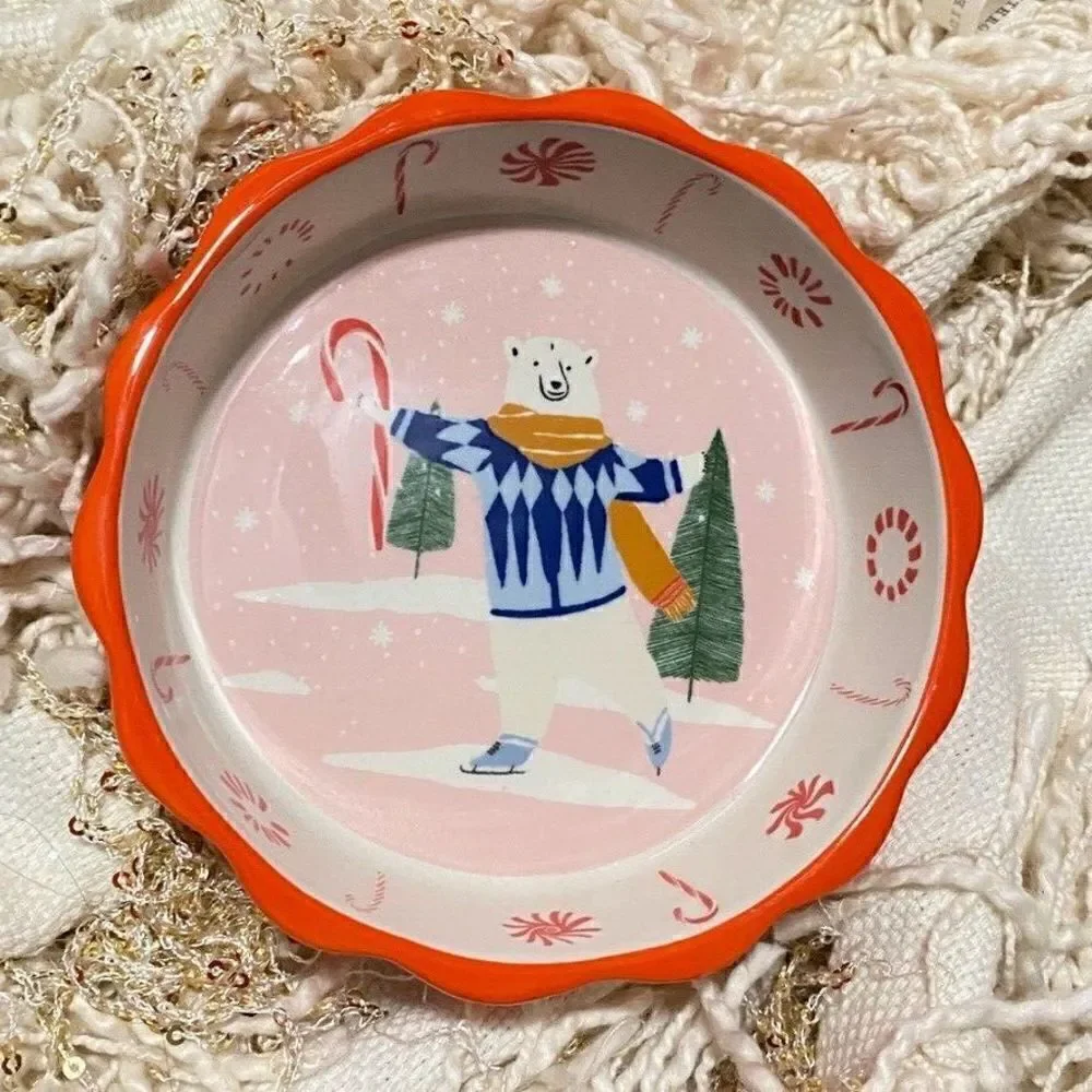Anthropologie Geoge & Viv Merry Ramekin Baking Trinket Dish Christmas NEW